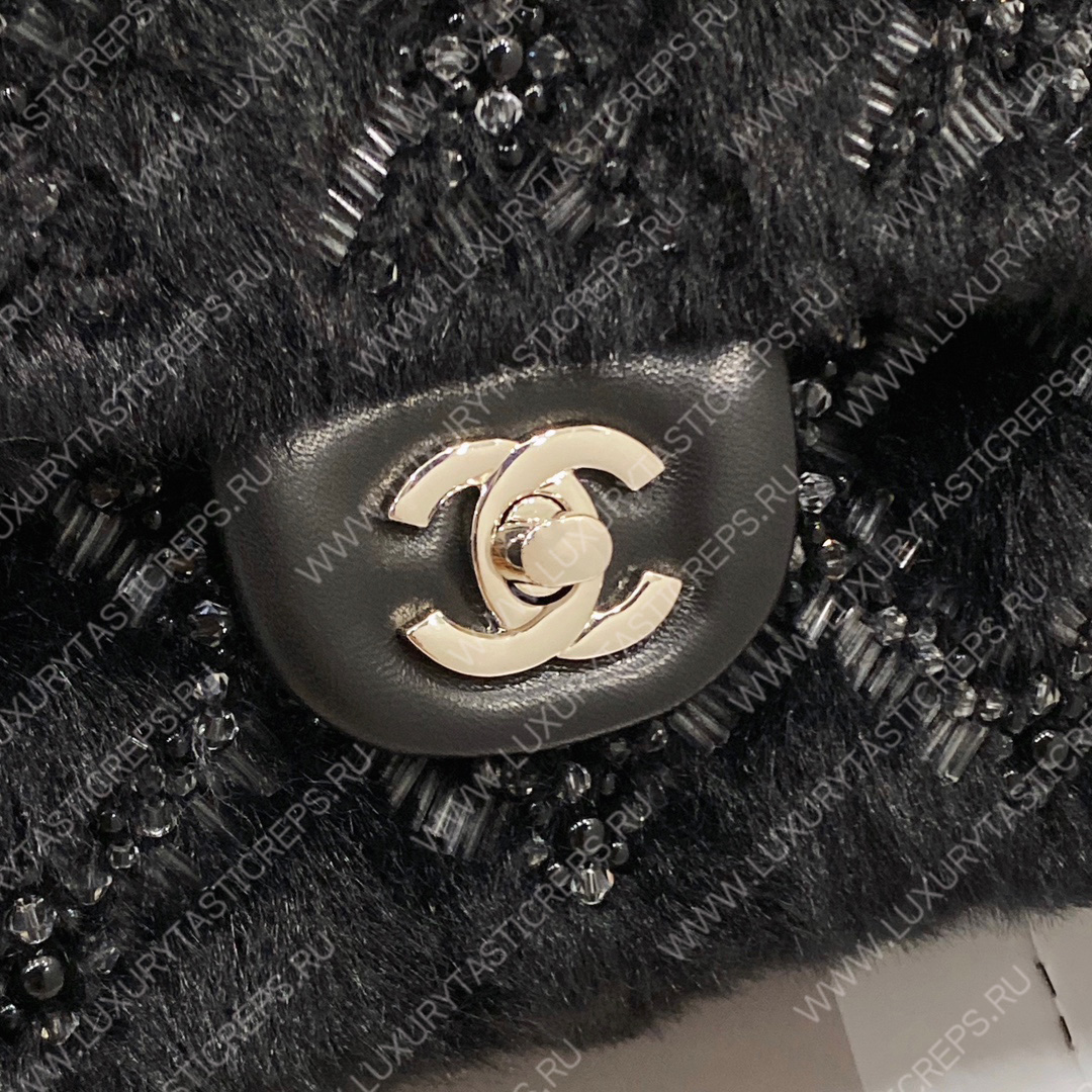 Ch*el classic pearl embellished handbag black a01112