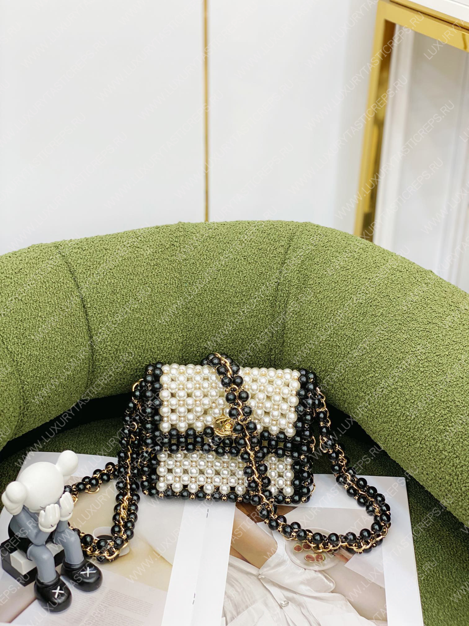 Ch*el mini evening bag white as3629