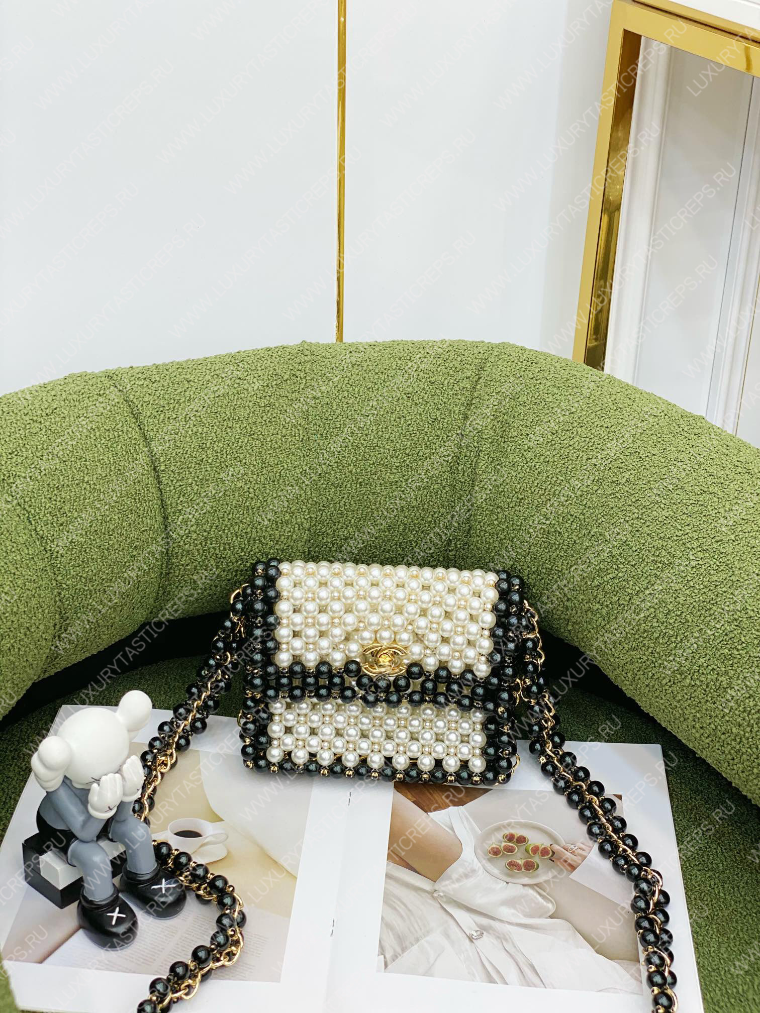 Ch*el mini evening bag white as3629