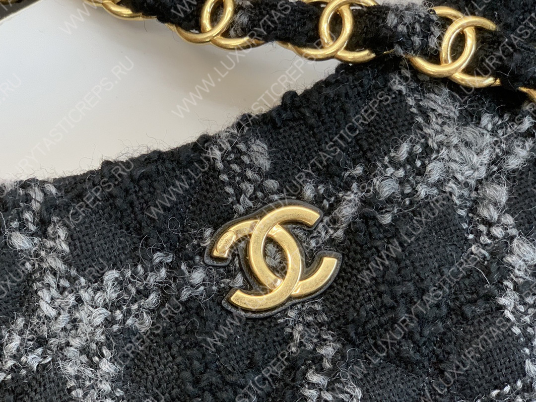 Ch*el maxi small hobo bag black & gray as3564