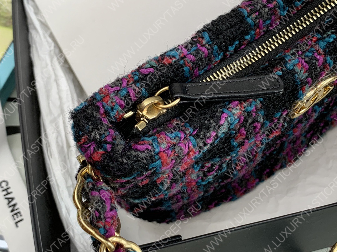 Ch*el small maxi hobo bag black purple green & red as3632
