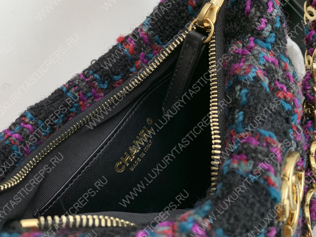 Ch*el small maxi hobo bag black purple green & red as3632