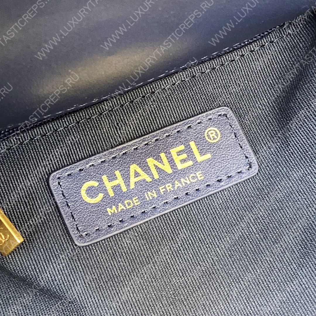 Ch*el mini flap bag with top handle red, navy blue & multicolor as3653