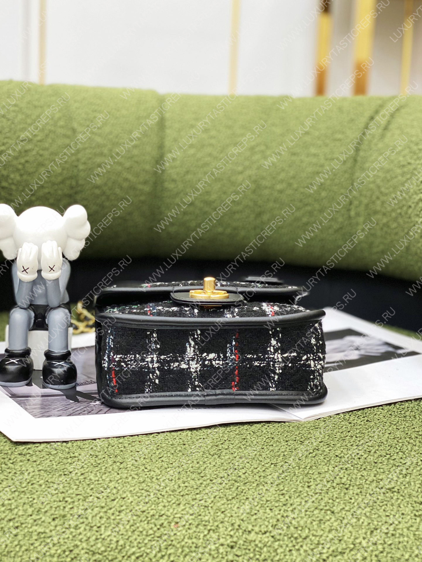 Ch*el mini flap bag with top handle  black as3653