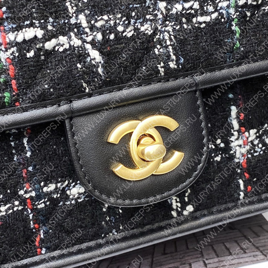 Ch*el mini flap bag with top handle  black as3653