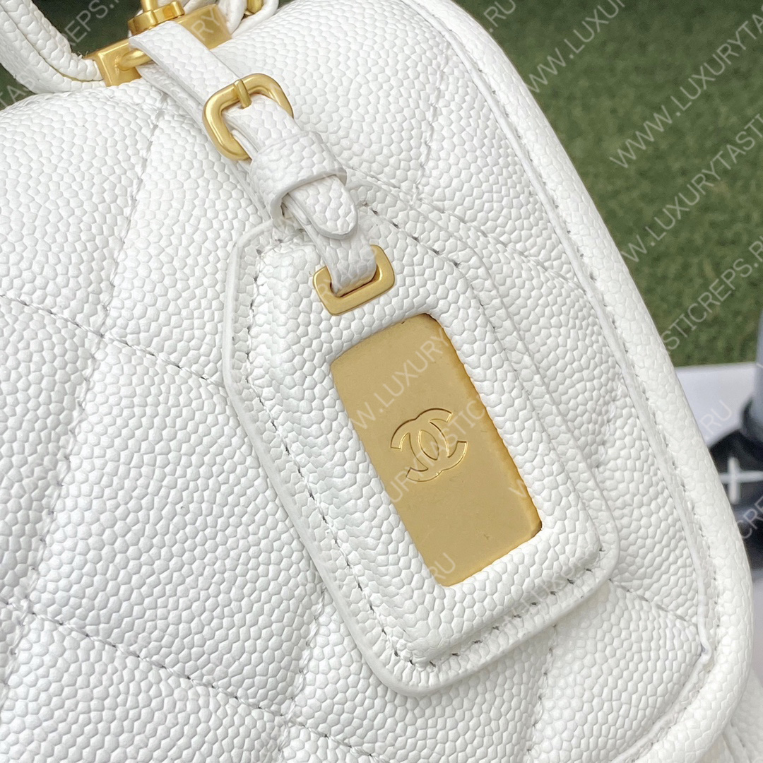 Ch*el mini flap bag with top handle white as3653