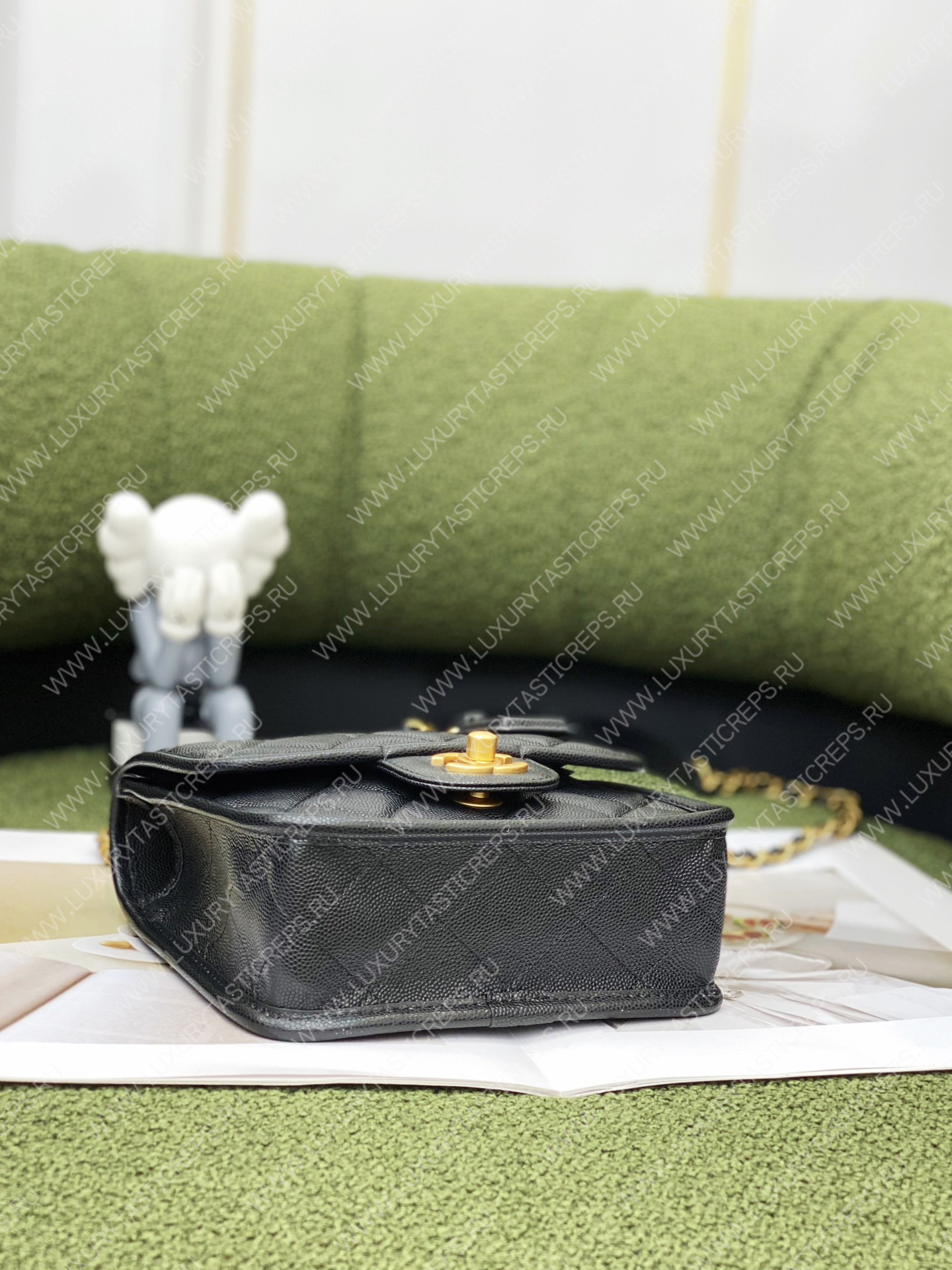 Ch*el mini flap bag with top handle black as3653