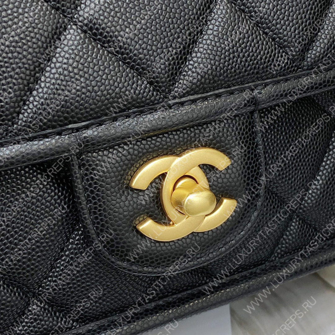 Ch*el mini flap bag with top handle black as3653