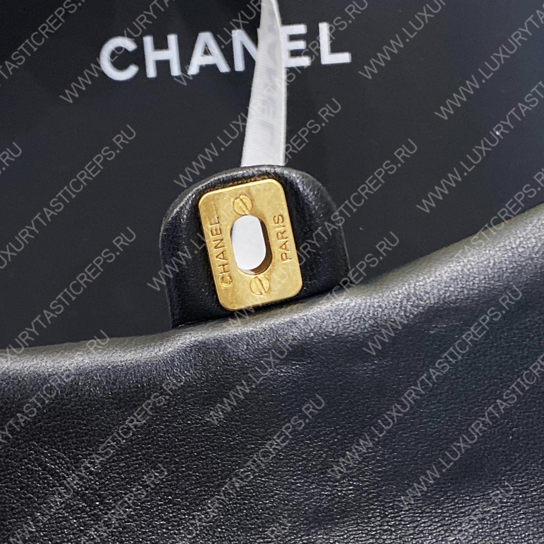 Ch*el small evening bag black & gold as3713