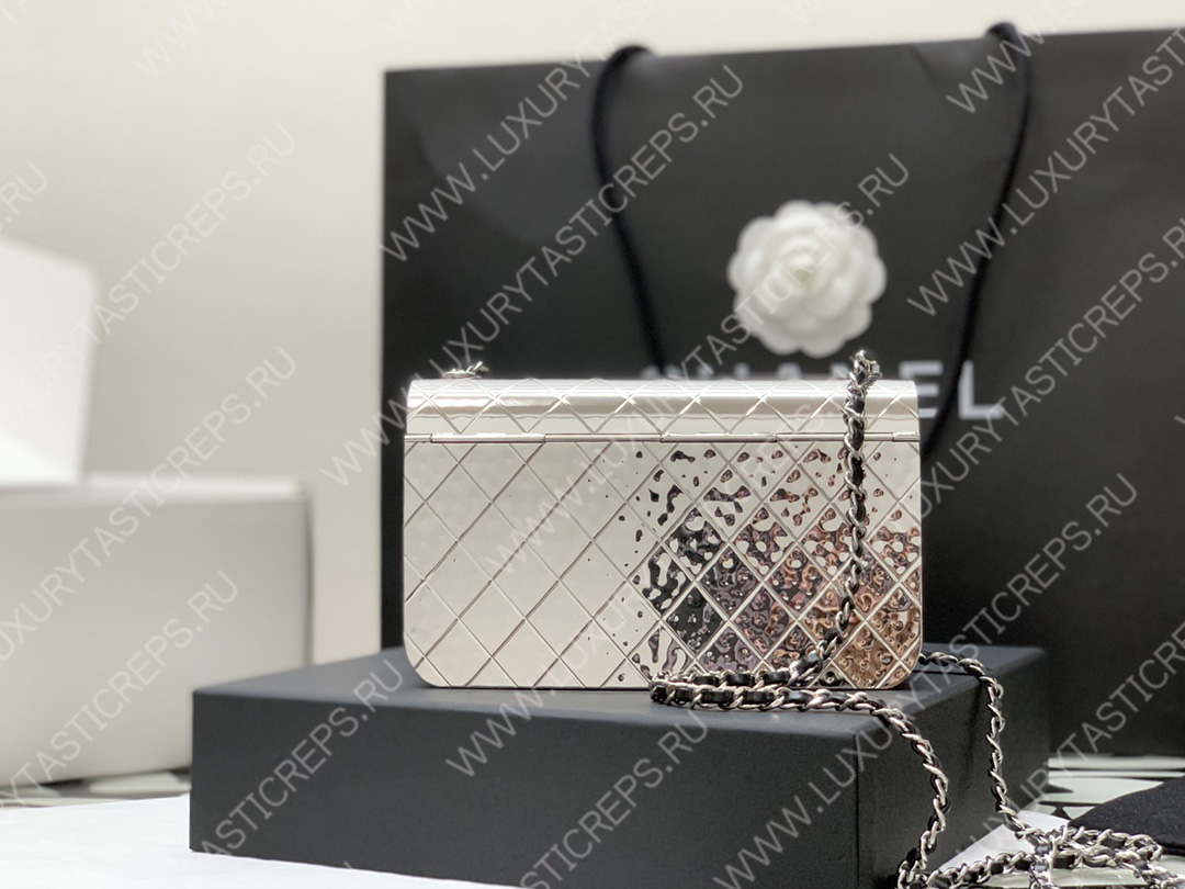 Ch*el small evening bag silver as2514