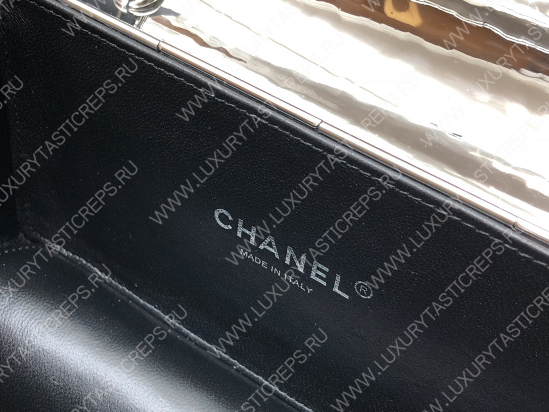 Ch*el small evening bag silver as2514