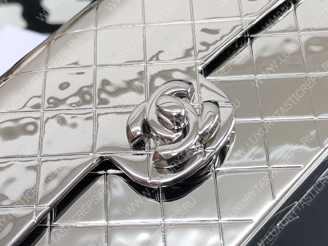 Ch*el small evening bag silver as2514