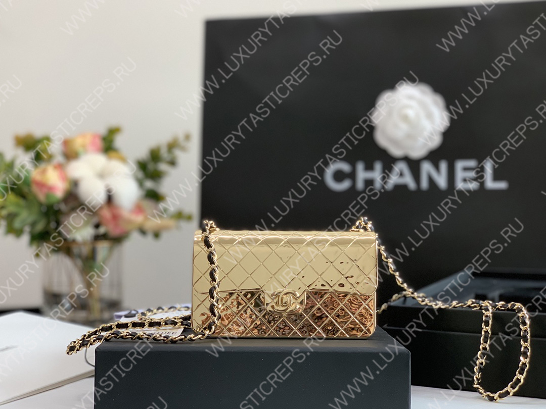 Ch*el small evening bag gold as2514