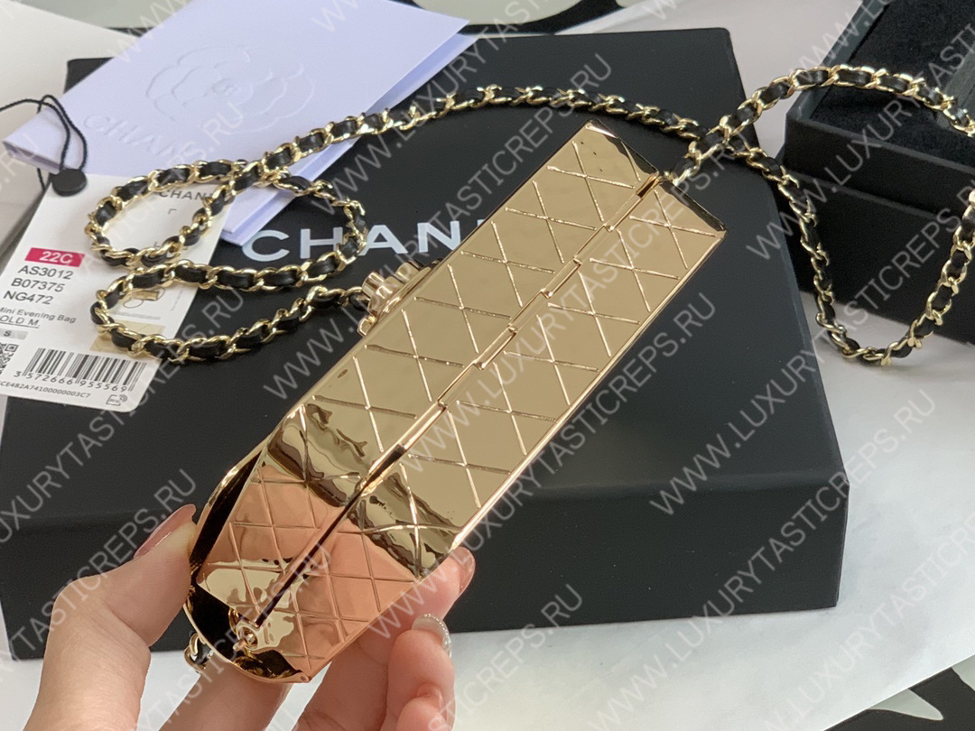 Ch*el small evening bag gold as2514