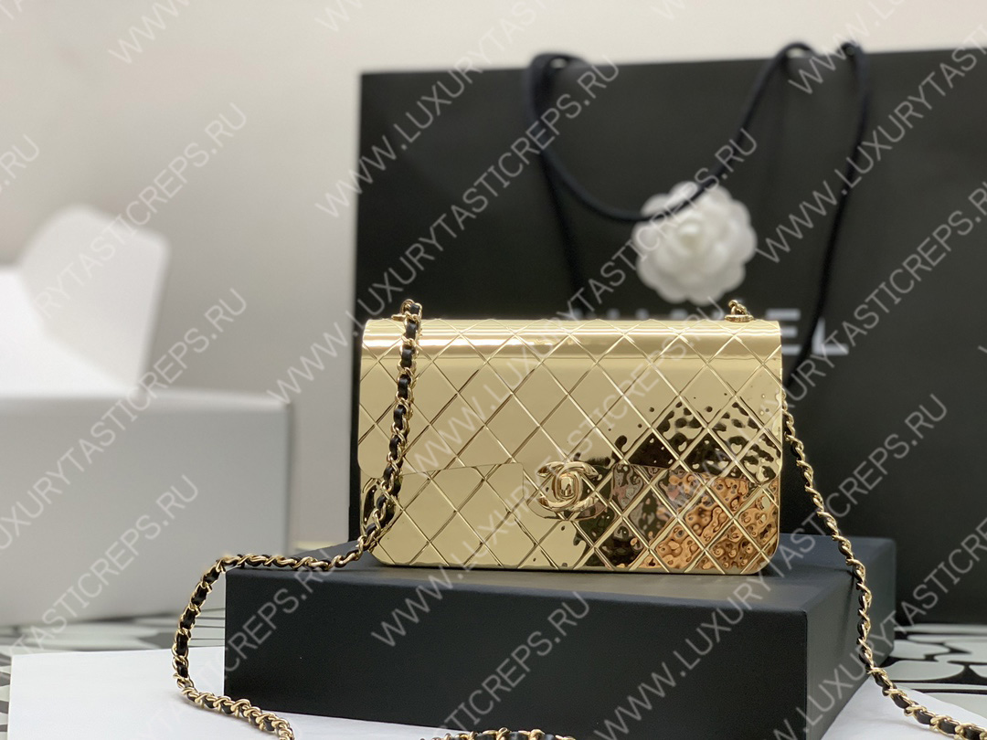 Ch*el small evening bag gold as2514