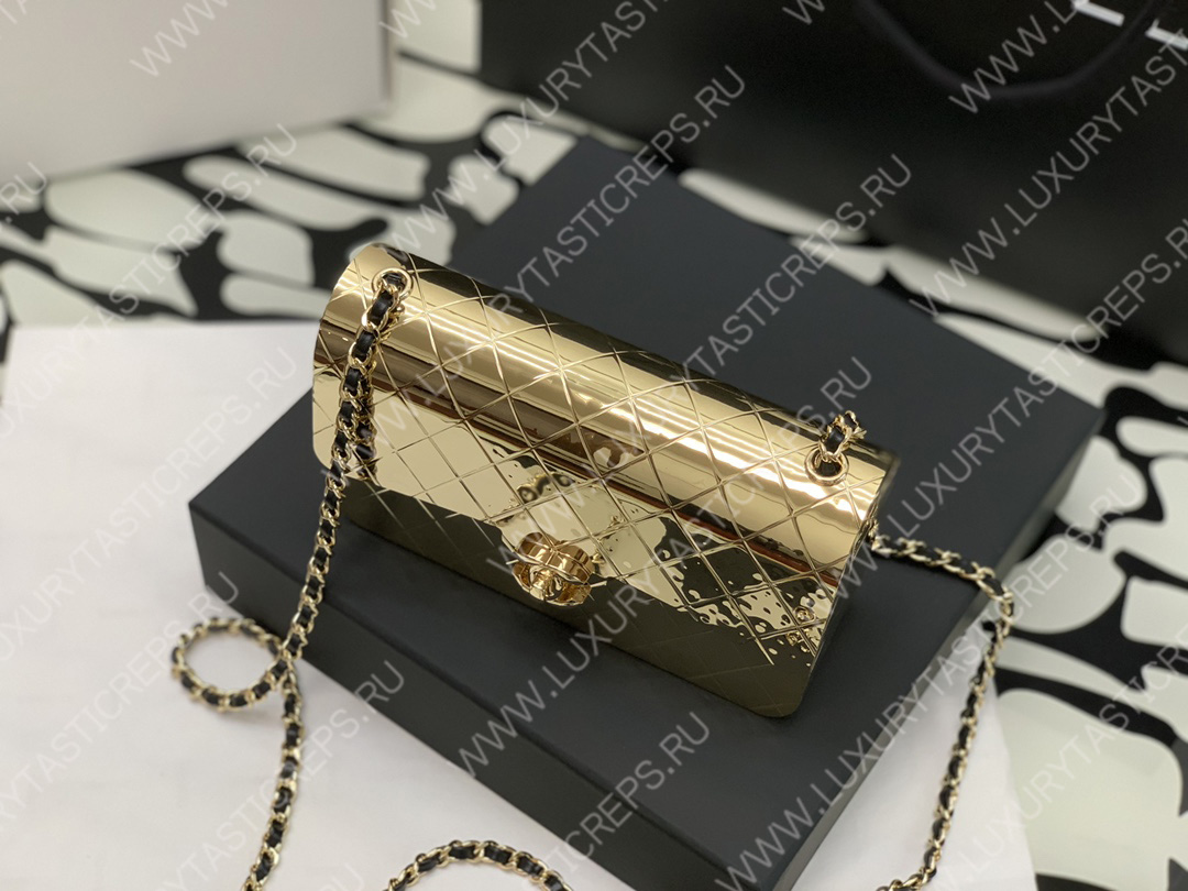 Ch*el small evening bag gold as2514