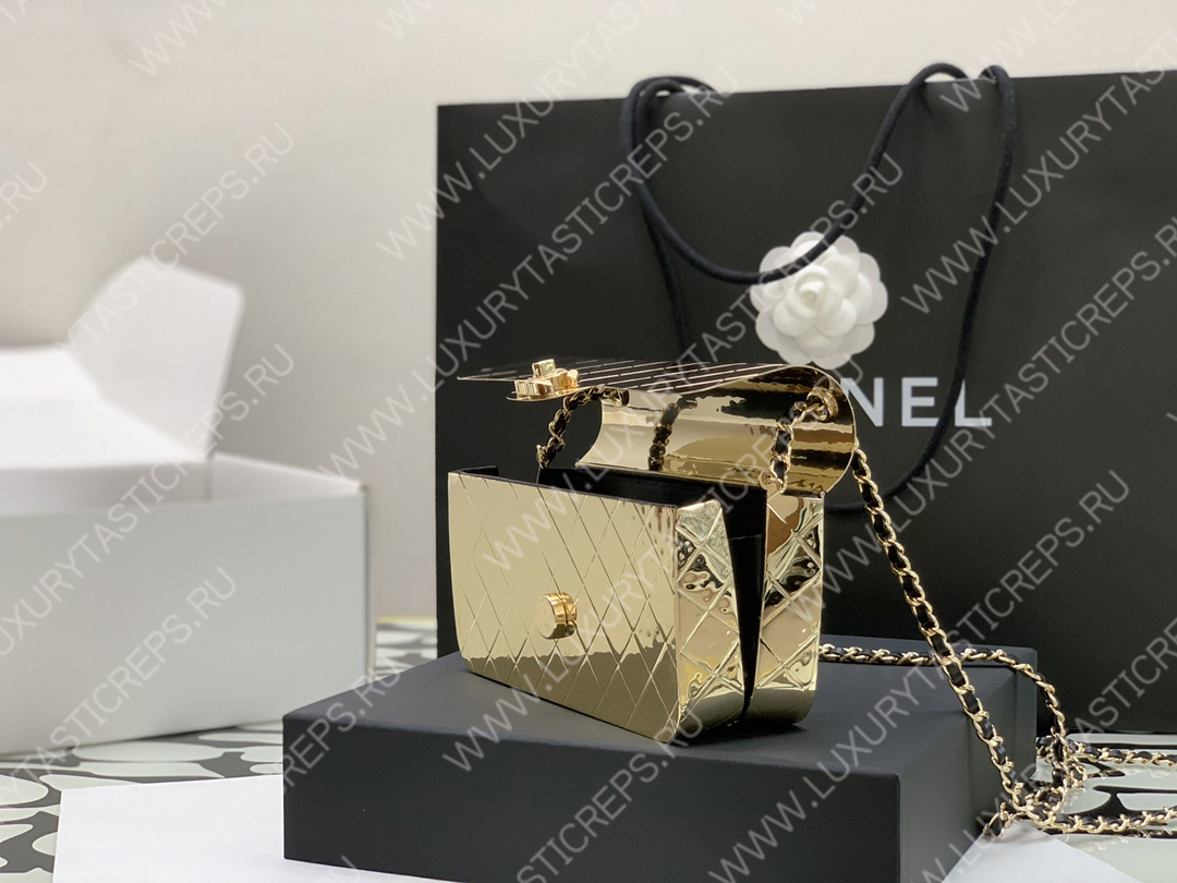 Ch*el small evening bag gold as2514