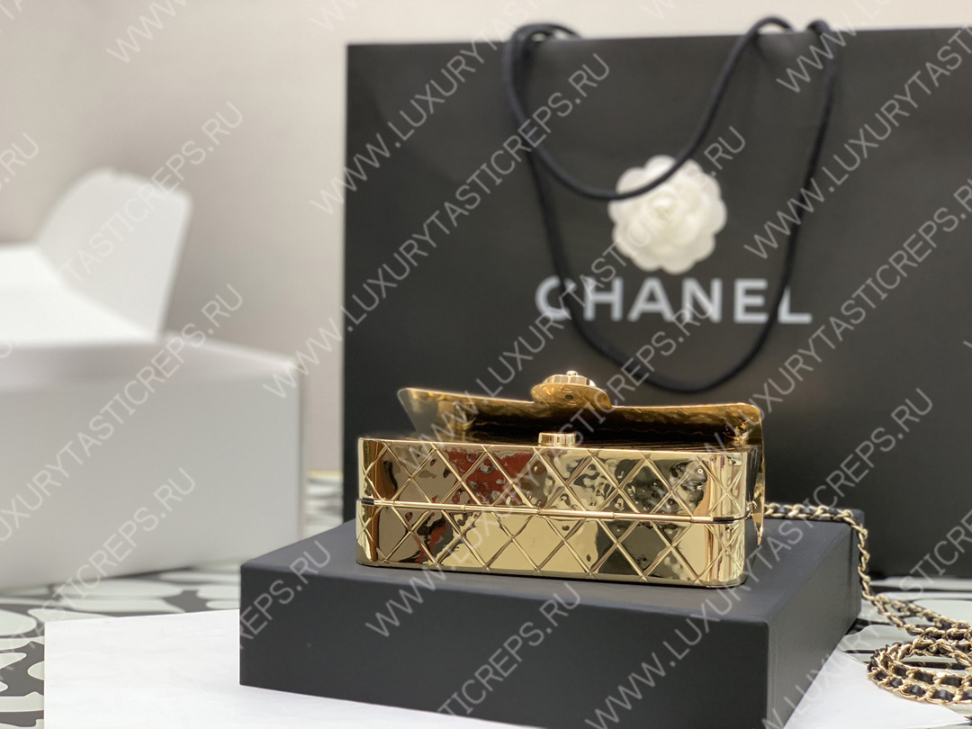 Ch*el small evening bag gold as2514