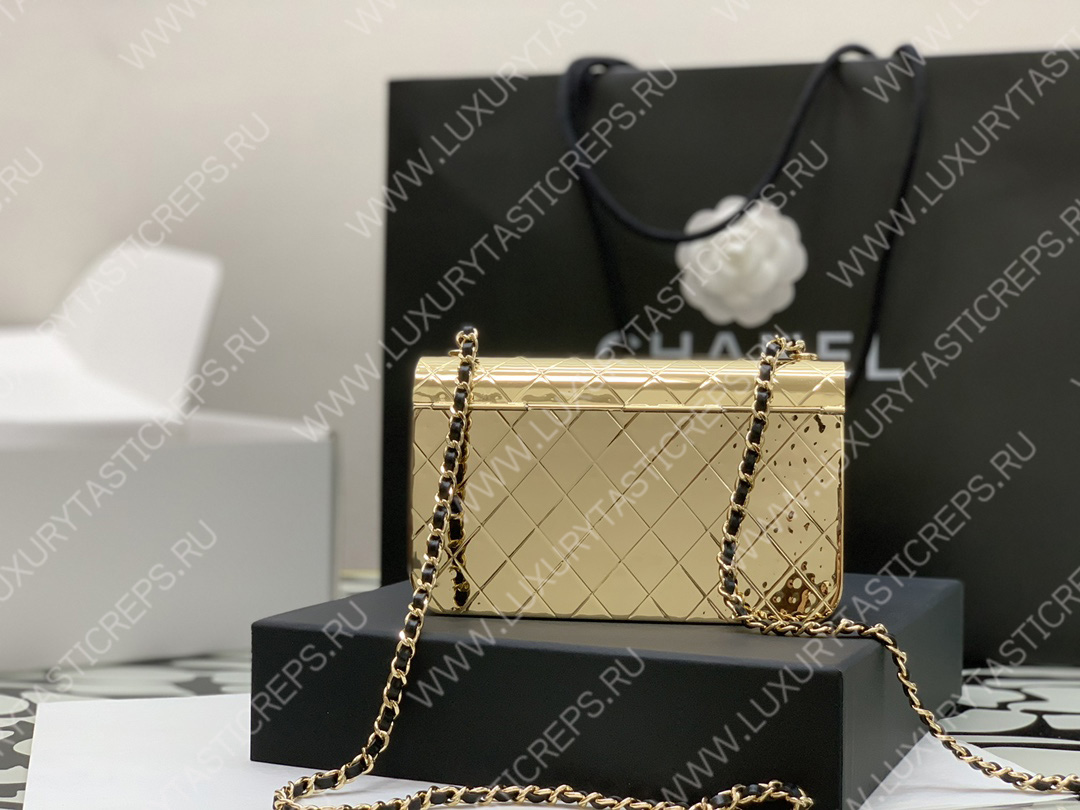 Ch*el small evening bag gold as2514