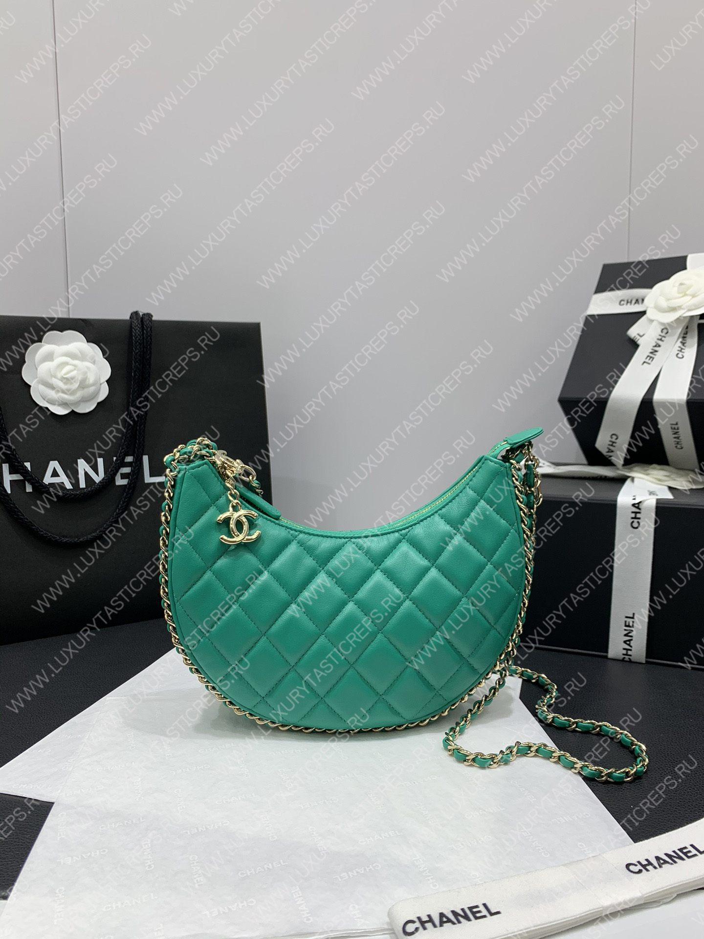 Ch*el small hobo bag green as3917