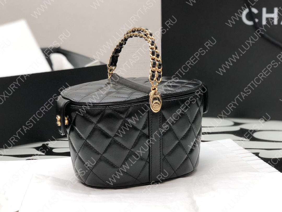 Ch*el small vanity case black  as3726