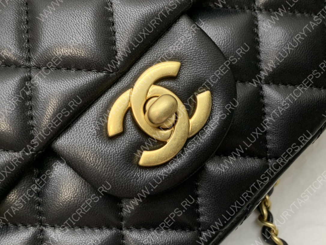 Ch*el mini flap bag with top handle black as2431
