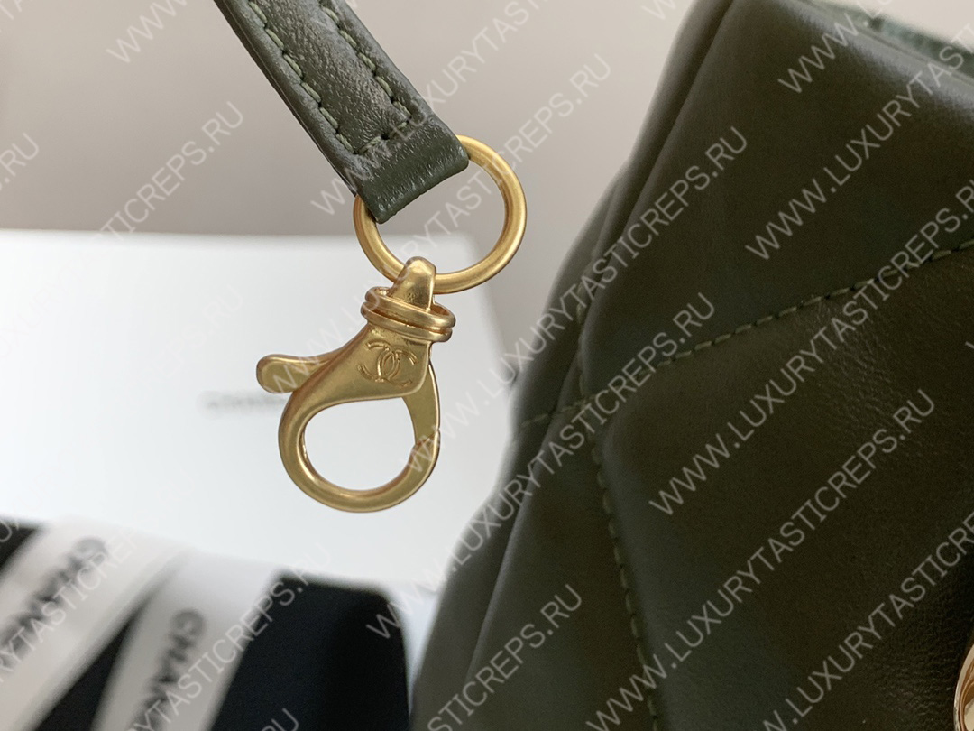 Ch*el 19 icon shopping bag green as3519