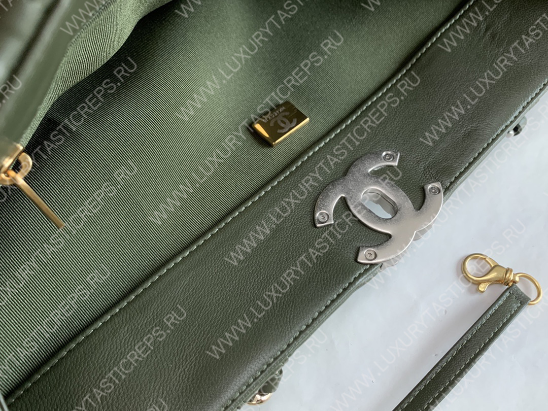 Ch*el 19 icon shopping bag green as3519