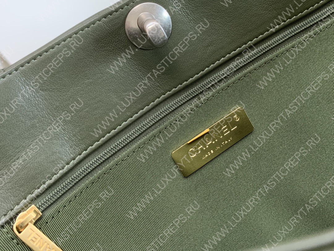 Ch*el 19 icon shopping bag green as3519