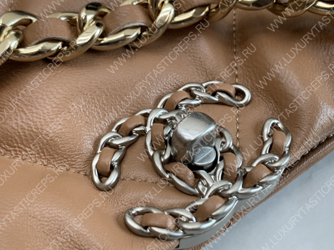 Ch*el 19 icon shopping bag brown as3519