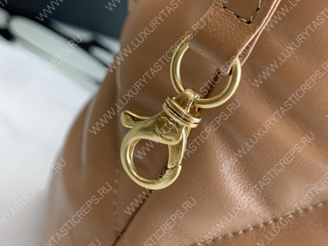 Ch*el 19 icon shopping bag brown as3519