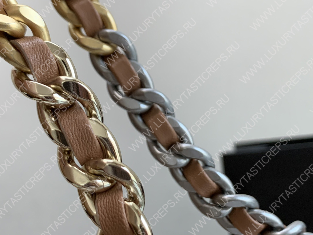 Ch*el 19 icon shopping bag brown as3519