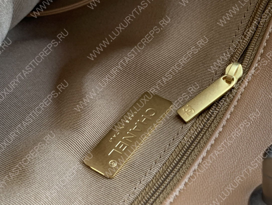 Ch*el 19 icon shopping bag brown as3519