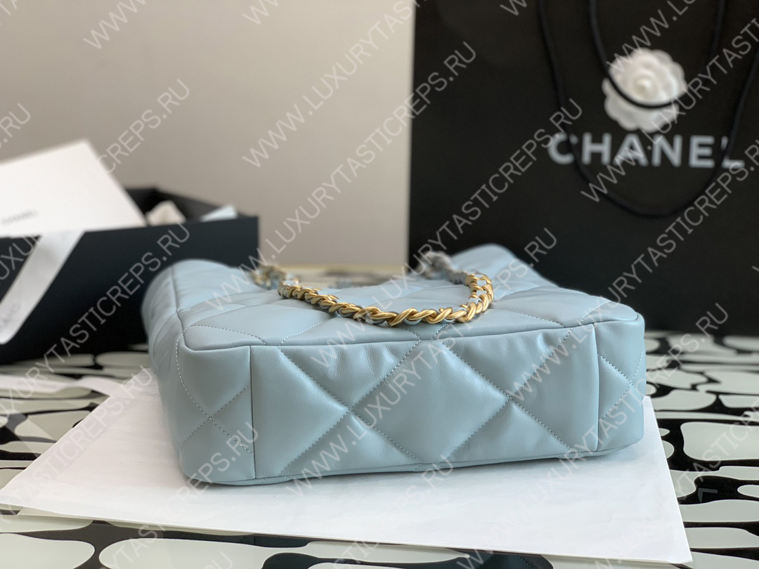Ch*el 19 icon shopping bag light blue as3519