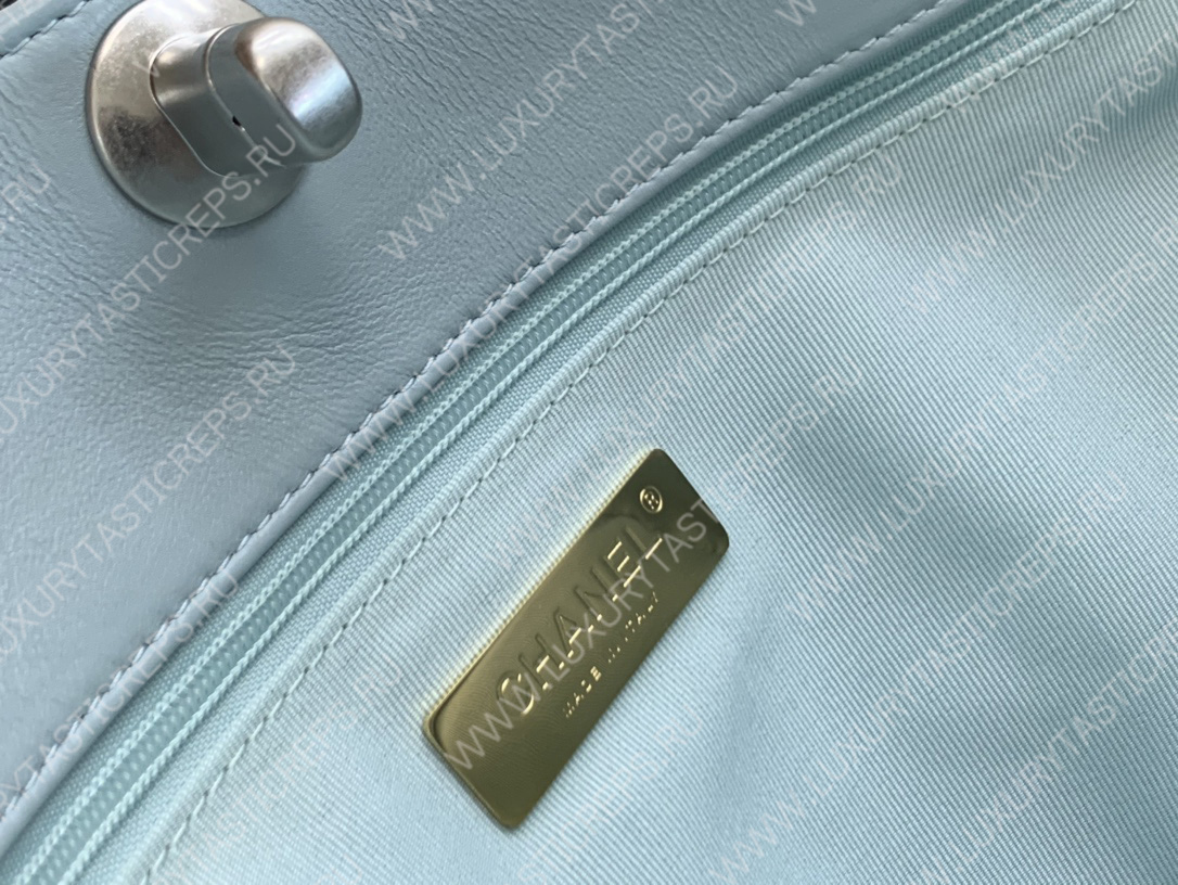 Ch*el 19 icon shopping bag light blue as3519