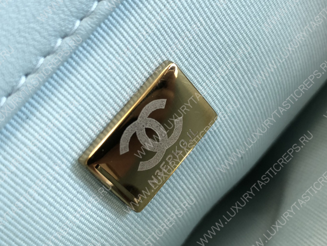 Ch*el 19 icon shopping bag light blue as3519