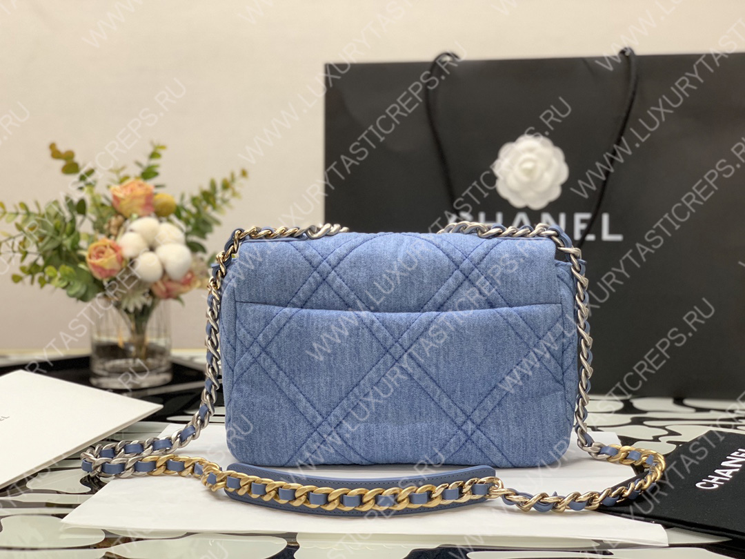 Ch*el 19 handbag blue as1160
