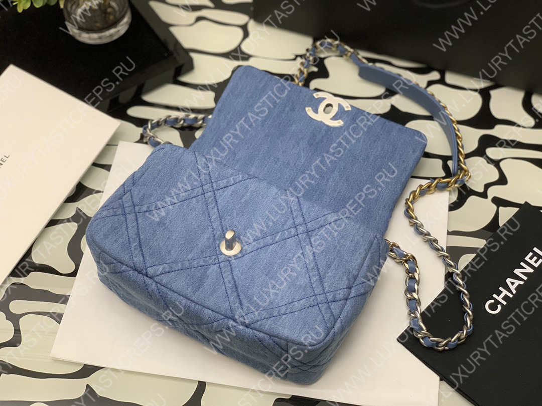 Ch*el 19 handbag blue as1160