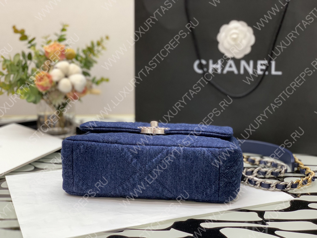 Ch*el 19 handbag dark blue as1160