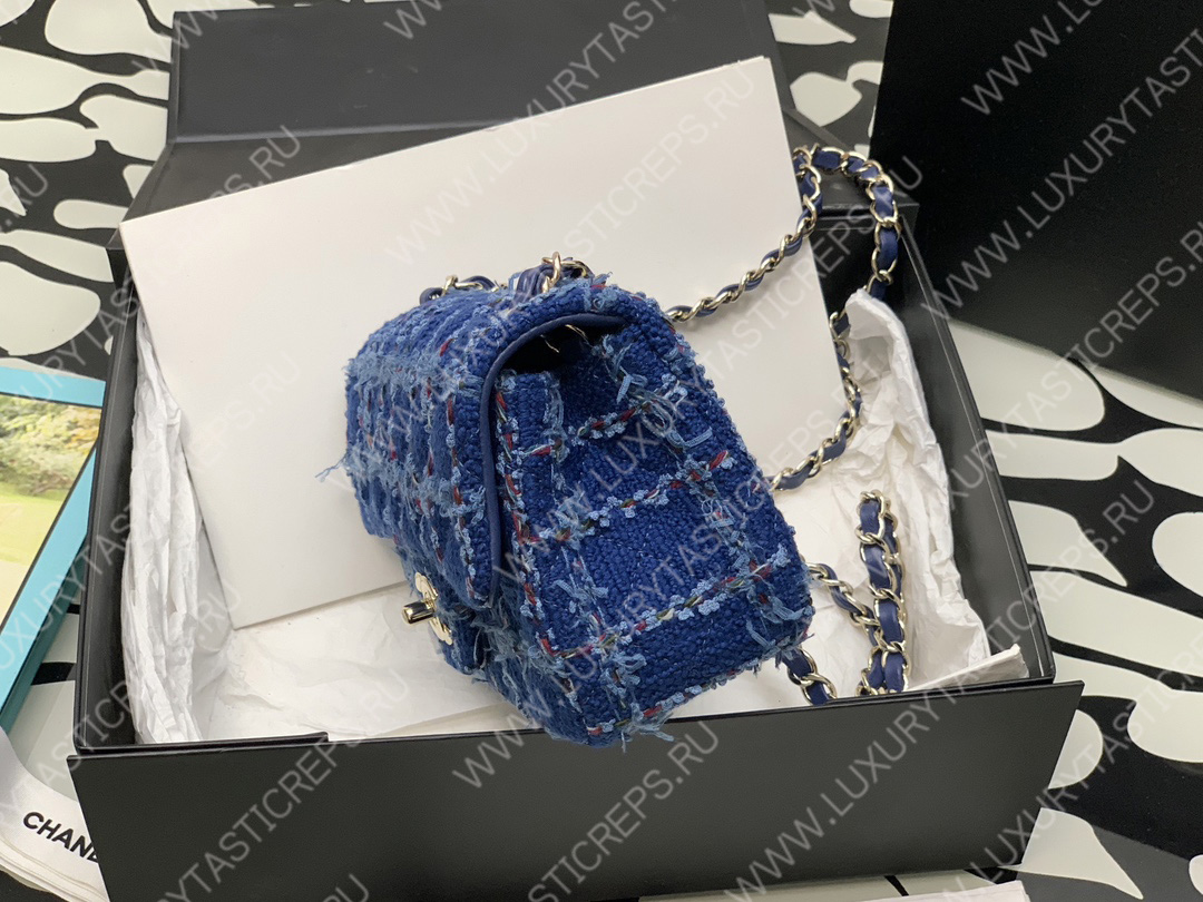 Ch*el mini flap bag blue a69900
