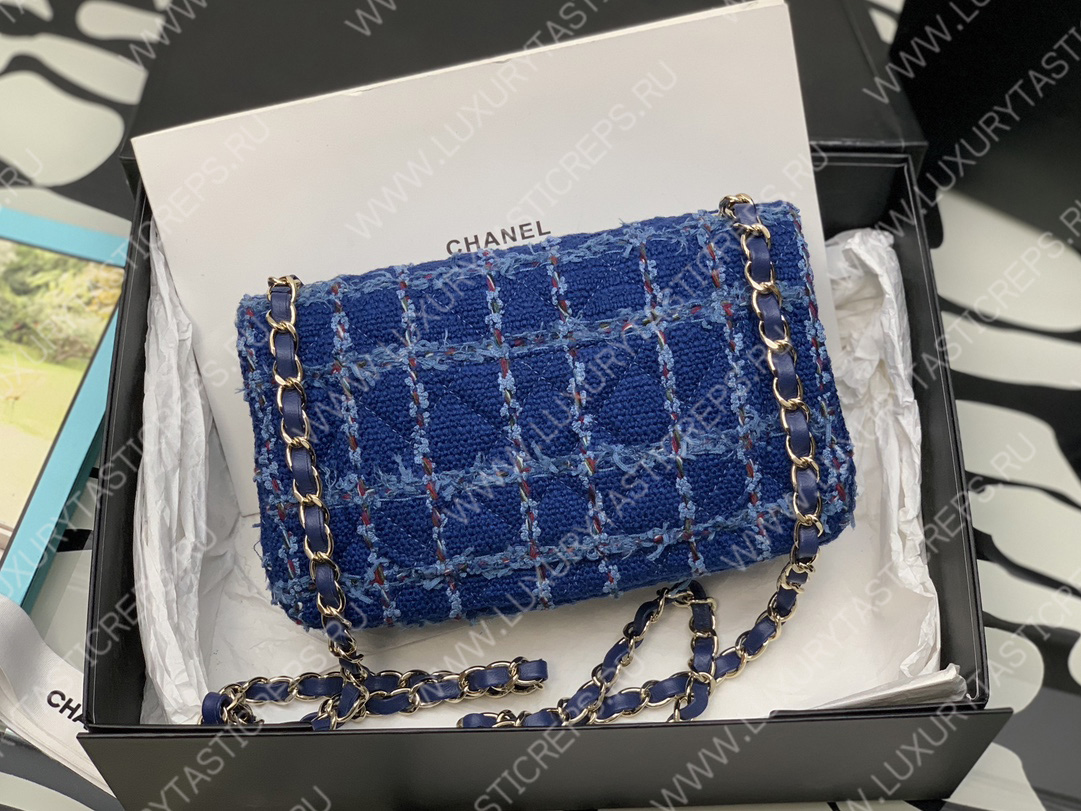 Ch*el mini flap bag blue a69900