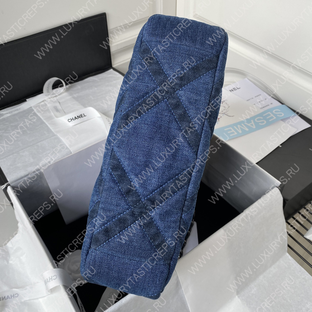 Ch*el 19 icon shopping bag blue as3519