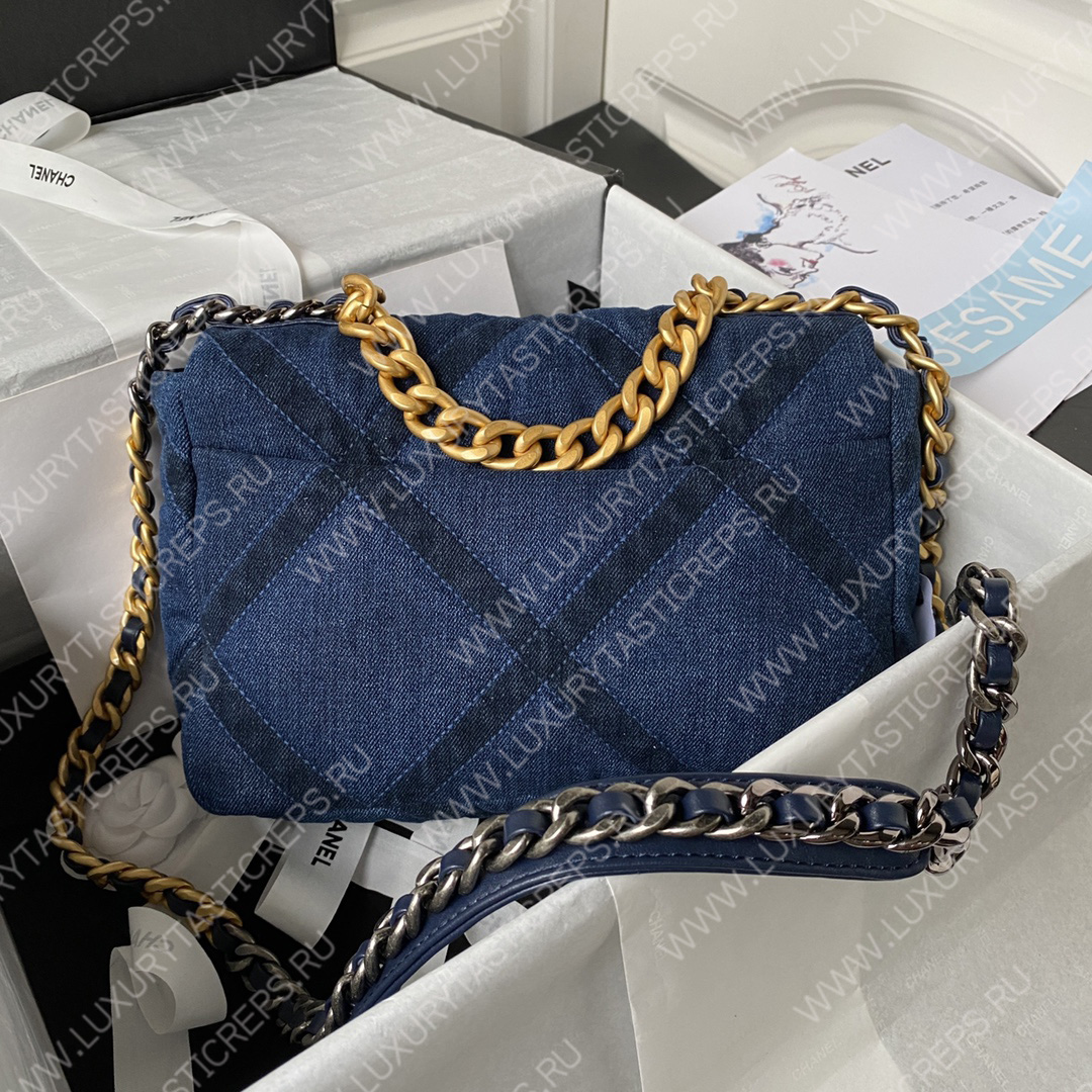 Ch*el 19 handbag blue as1160