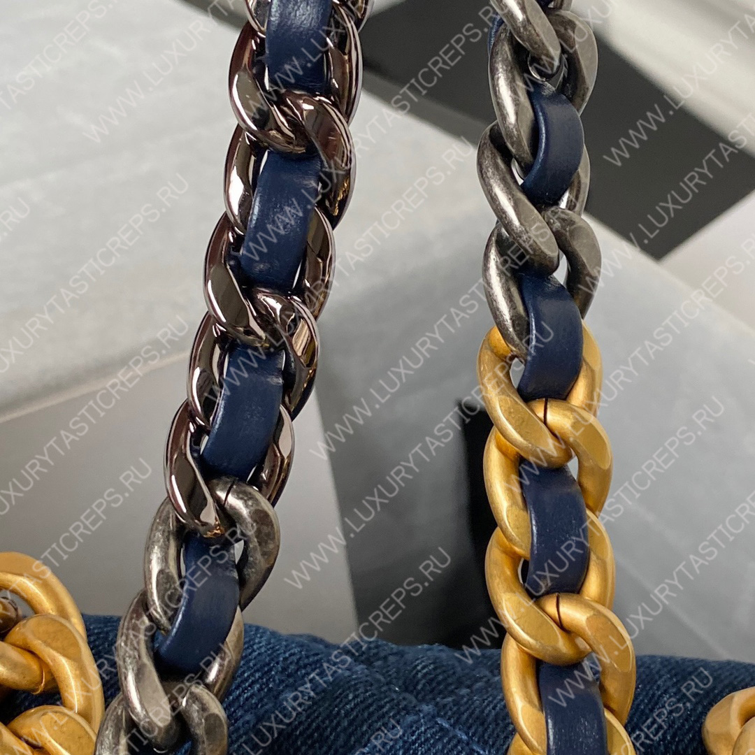 Ch*el 19 handbag blue as1160