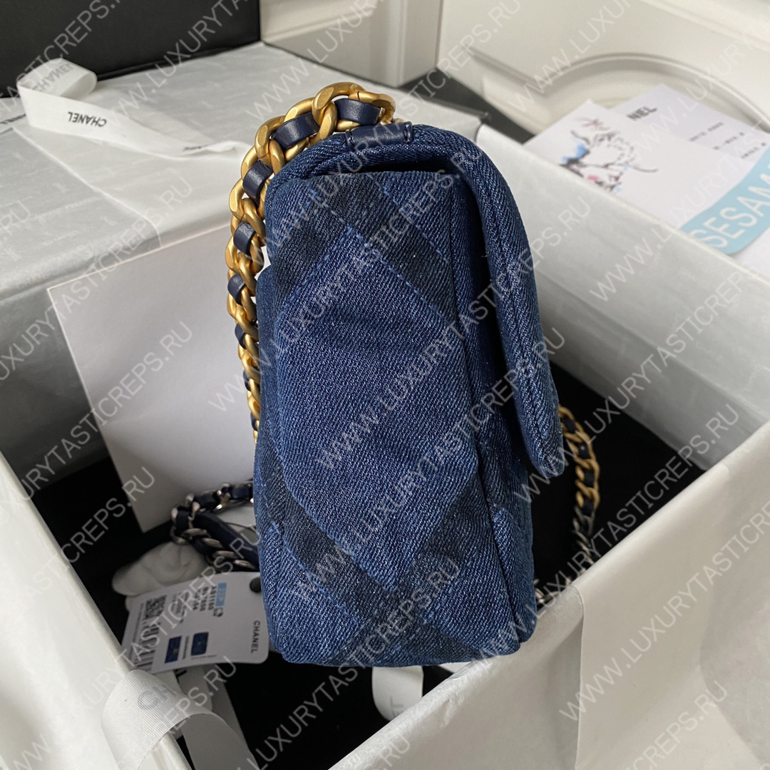 Ch*el 19 handbag blue as1160