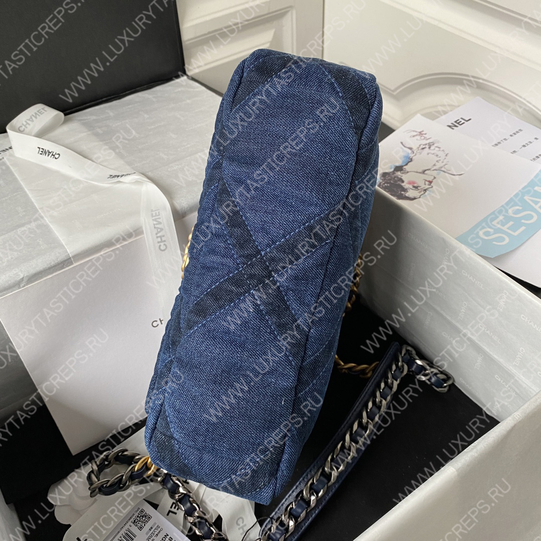 Ch*el 19 handbag blue as1160