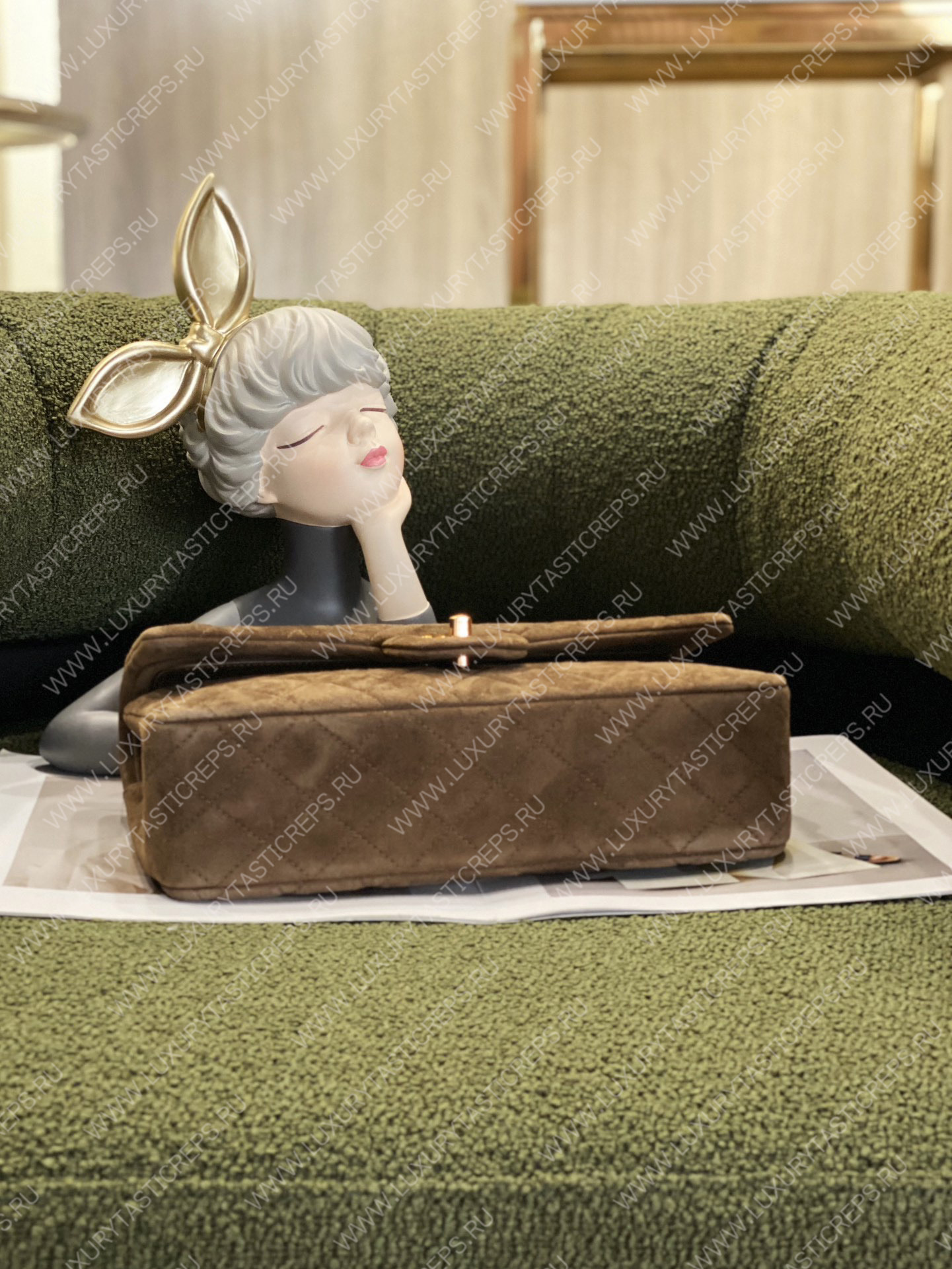 Ch*el large classic handbag brown a58600