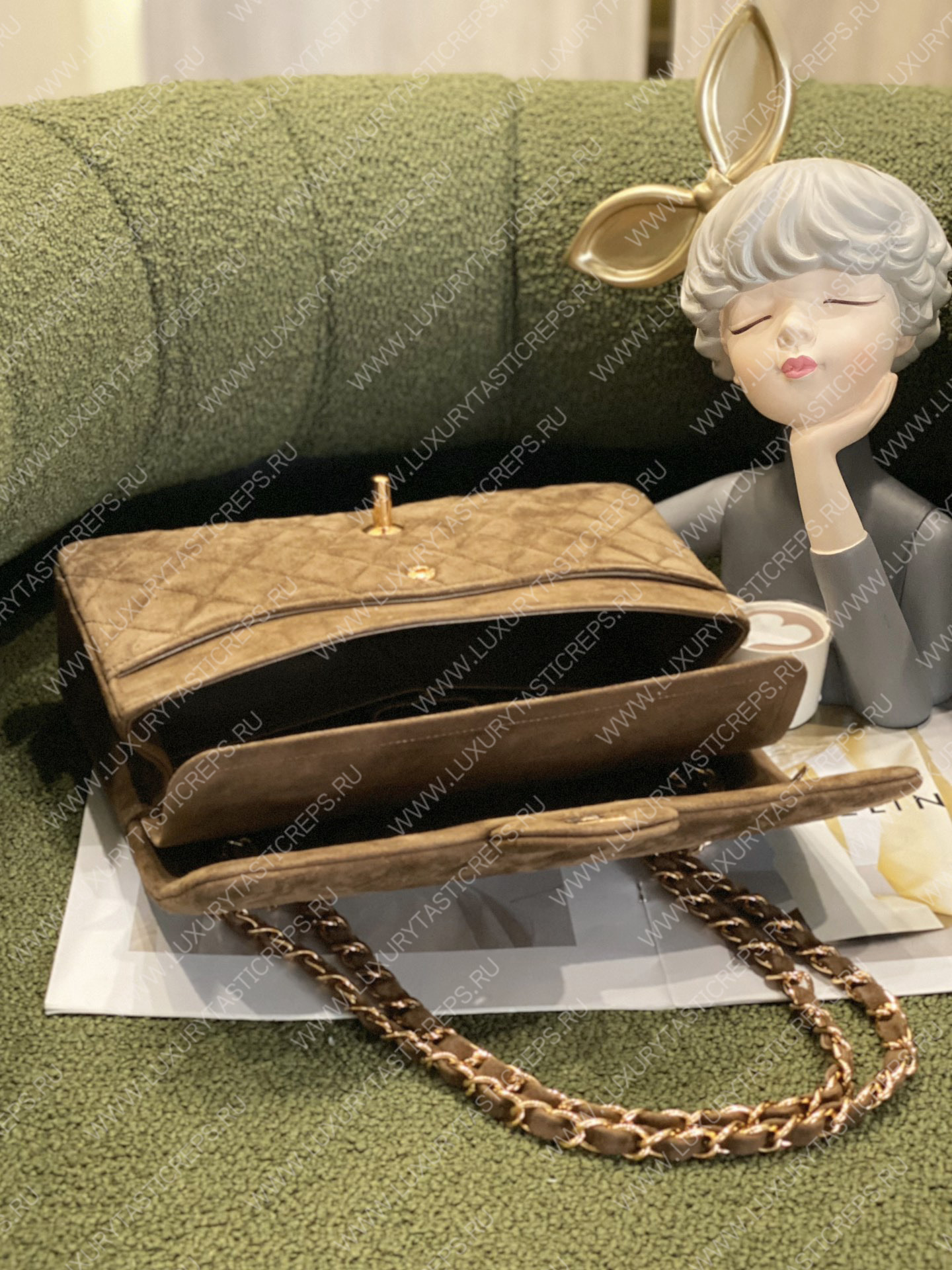 Ch*el large classic handbag brown a58600