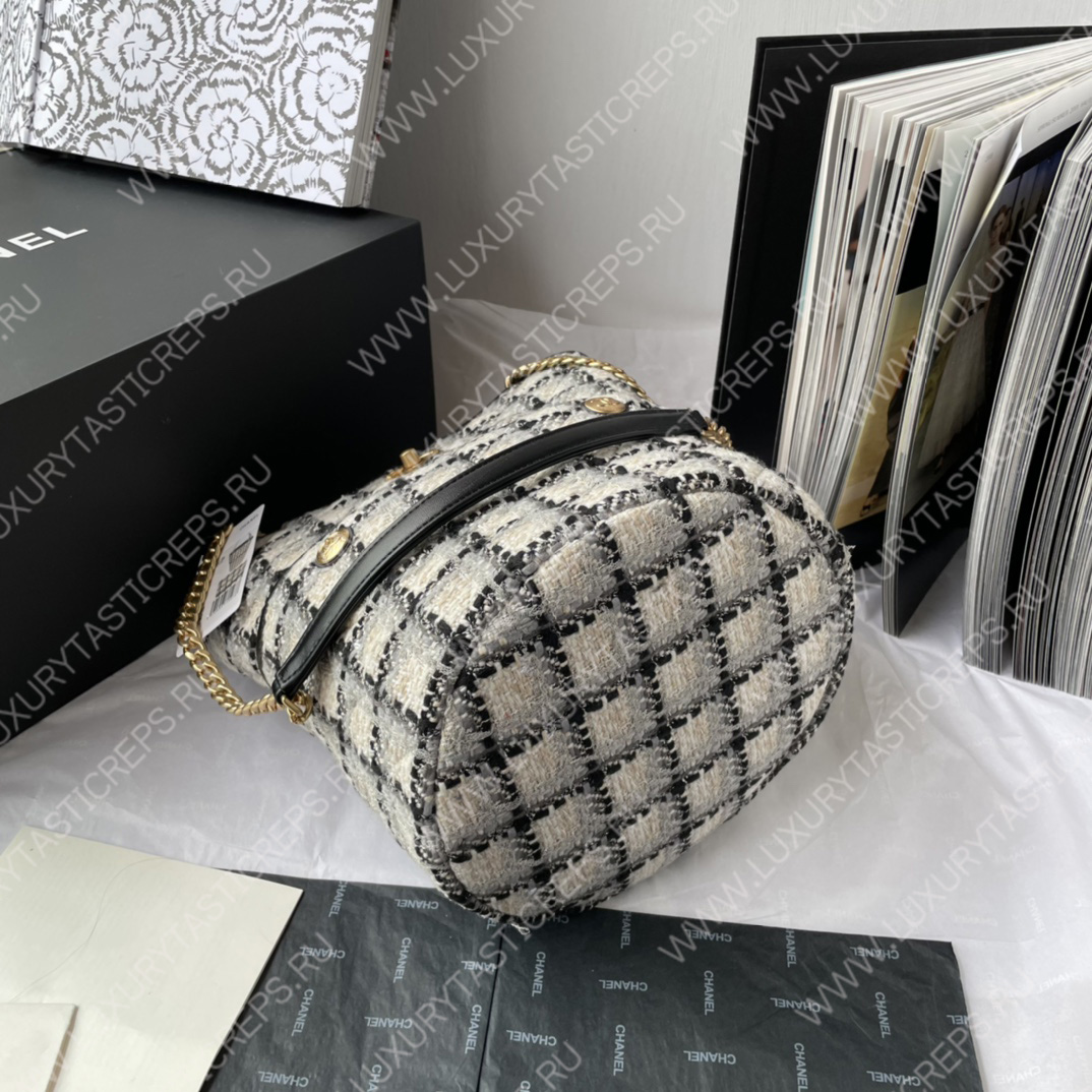 Ch*el hobo tote bag ecru, gray, beige and black as3598