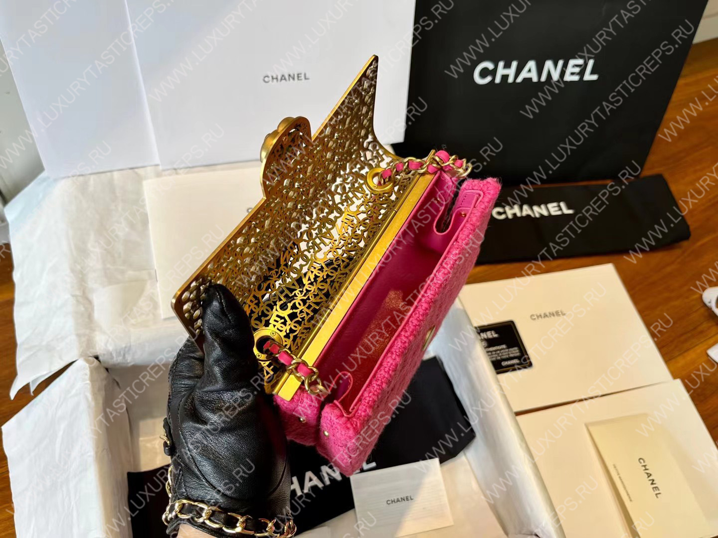 Ch*el mini evening bag pink as3526